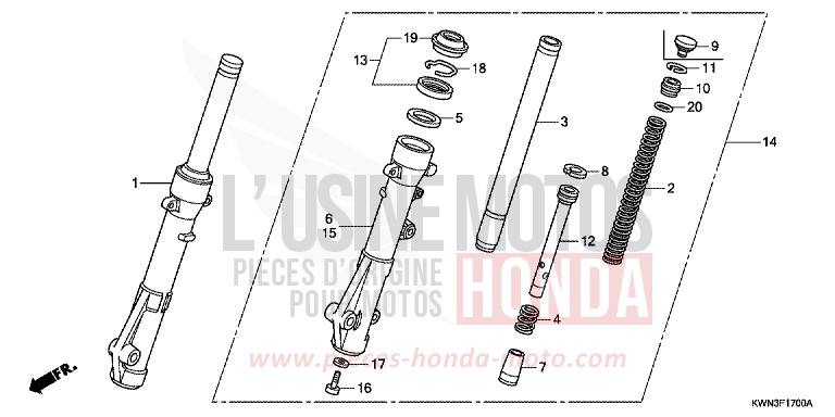 FRONT FORK for PCX 125 PEARL SIENA RED (R320) from 2013